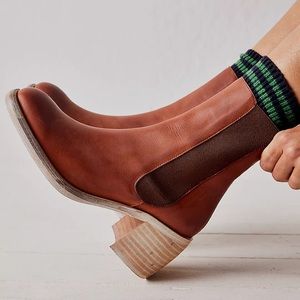 Free People Essential Block Heel Ankle Boot Whiskey